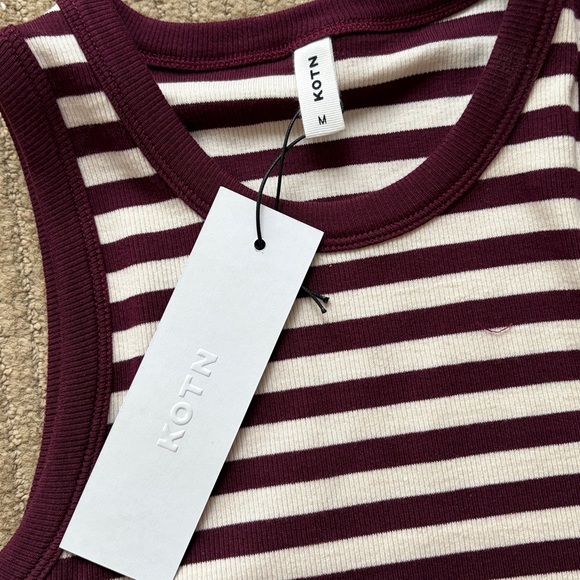 KOTN Women’s Crop Racer Tank, M, Plum/Marshmallow - Picture 2 of 6